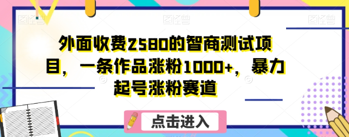 外面收费2580的智商测试项目，一条作品涨粉1000+，暴力起号涨粉赛道【揭秘】-大齐资源站