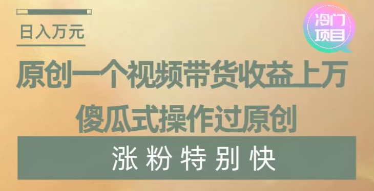 原创一个视频带货收益上万，傻瓜式操作过原创，几分钟做一个视频涨粉特别快【揭秘】-大齐资源站