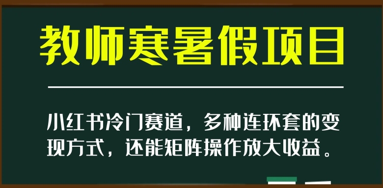 小红书冷门赛道，教师寒暑假项目，多种连环套的变现方式，还能矩阵操作放大收益【揭秘】-大齐资源站