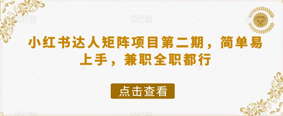 小红书达人矩阵项目第二期，简单易上手，兼职全职都行-大齐资源站