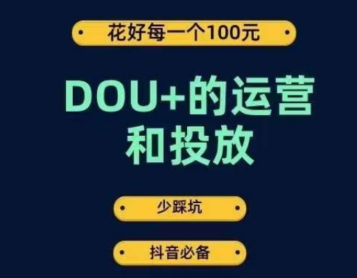 DOU+的运营和投放，花1条DOU+的钱，成为DOU+的投放高手，少走弯路不采坑-大齐资源站