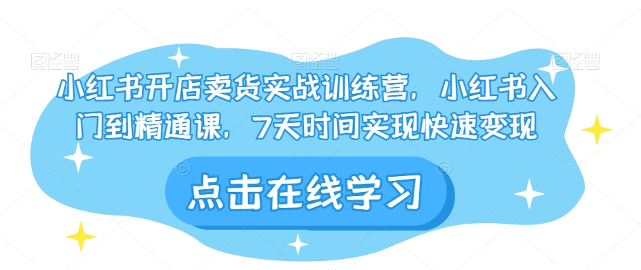 小红书开店卖货实战训练营，小红书入门到精通课，7天时间实现快速变现-大齐资源站