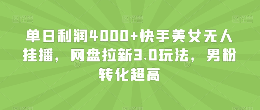 单日利润4000+快手美女无人挂播，网盘拉新3.0玩法，男粉转化超高【揭秘】-大齐资源站