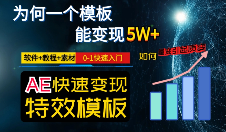 AE视频特效模板变现月入3-5W，0-1快速入门，软件+教程+素材-大齐资源站