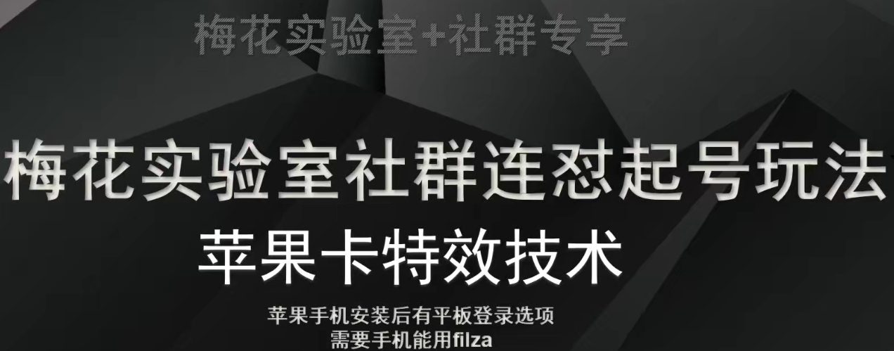 梅花实验室社群视频号连怼起号玩法，最新苹果卡特效技术-大齐资源站