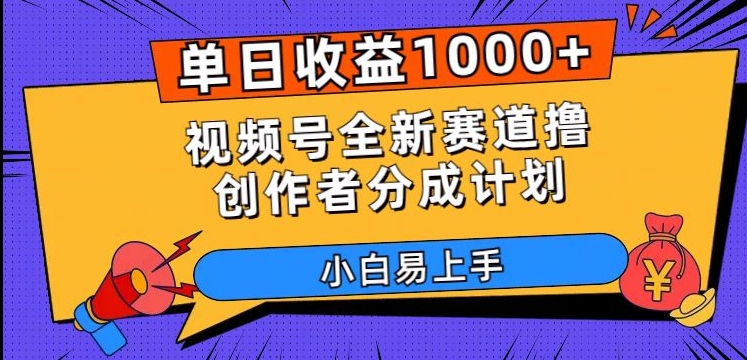 单日收益1000+，视频号全新赛道撸创作者分成计划，小白易上手【揭秘】-大齐资源站