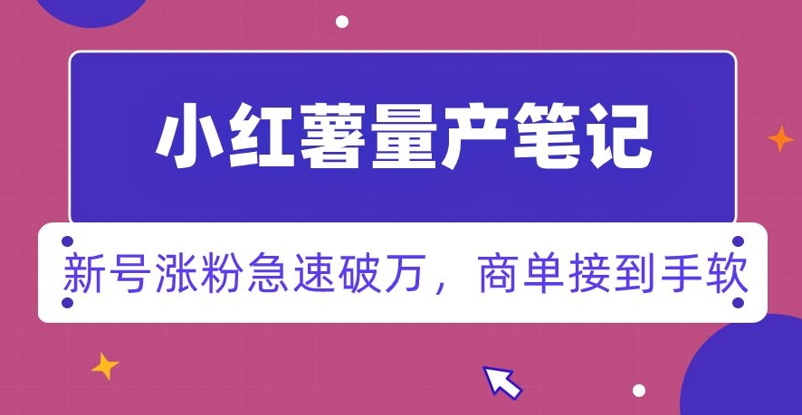小红书量产笔记，一分种一条笔记，新号涨粉急速破万，新黑马赛道，商单接到手软【揭秘】-大齐资源站