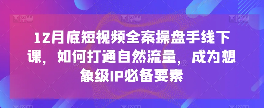 12月底短视频全案操盘手线下课，如何打通自然流量，成为想象级IP必备要素-大齐资源站