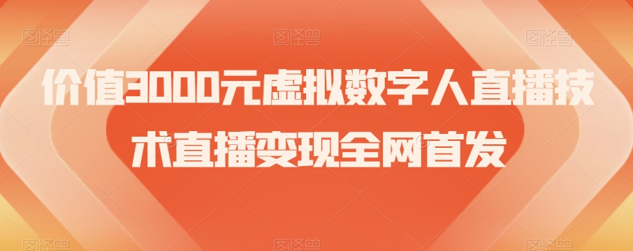 价值3000元虚拟数字人直播技术直播变现全网首发【揭秘】-大齐资源站