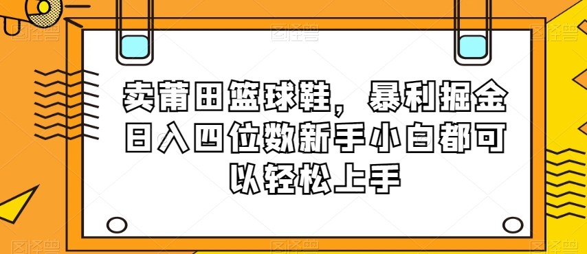 卖莆田篮球鞋，暴利掘金日入四位数新手小白都可以轻松上手【揭秘】-大齐资源站