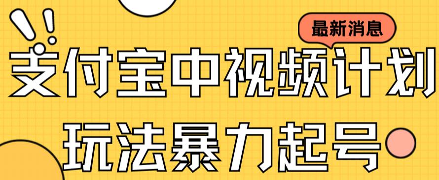 支付宝中视频玩法暴力起号影视起号有播放即可获得收益（带素材）-大齐资源站