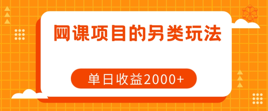 网课项目的另类玩法，单日收益2000+【揭秘】-大齐资源站