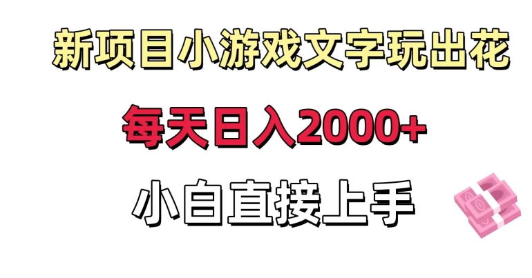 新项目小游戏文字玩出花日入2000+，每天只需一小时，小白直接上手【揭秘】-大齐资源站