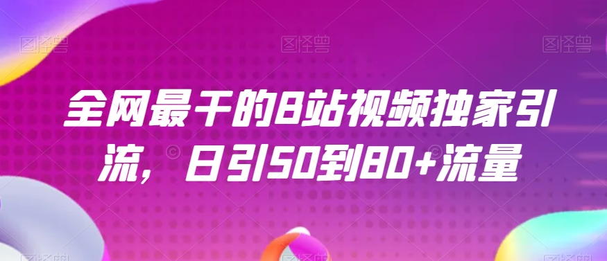 全网最干的B站视频独家引流，日引50到80+流量【揭秘】-大齐资源站