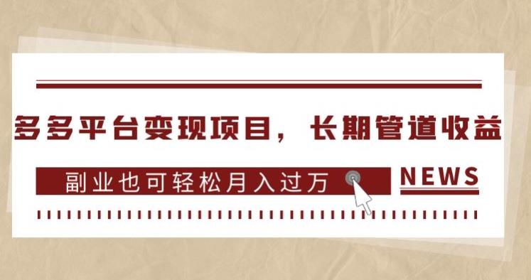 多多平台变现项目，长期管道收益，副业也可轻松月入过万-大齐资源站