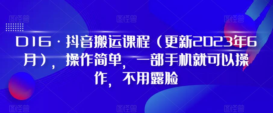 D1G·抖音搬运课程（更新2023年12月），操作简单，一部手机就可以操作，不用露脸-大齐资源站