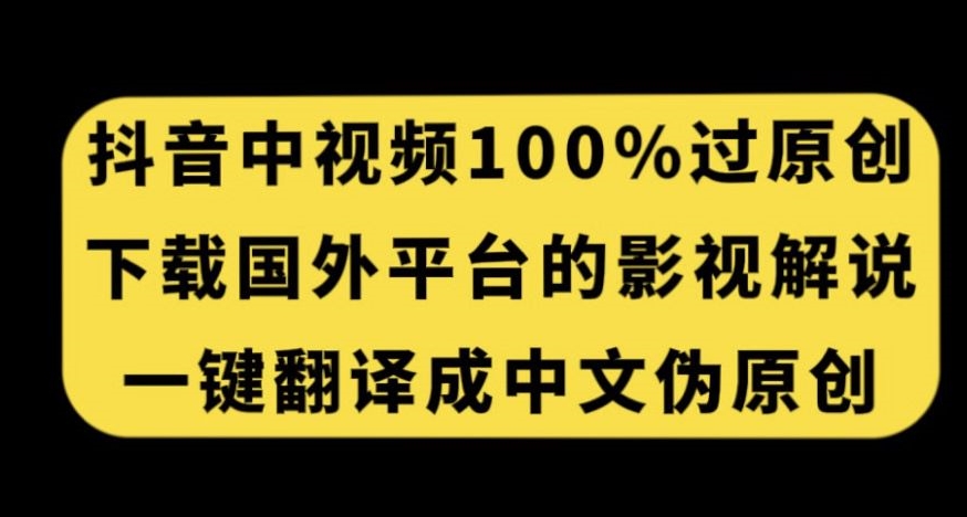 抖音中视频百分百过原创，下载国外平台的电影解说，一键翻译成中文获取收益-大齐资源站