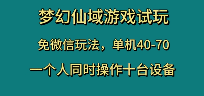 梦幻仙域游戏试玩，免微信玩法，单机40-70，一个人同时操作十台设备【揭秘】-大齐资源站