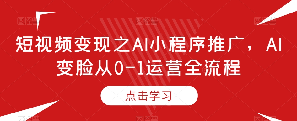 短视频变现之AI小程序推广，AI变脸从0-1运营全流程-大齐资源站