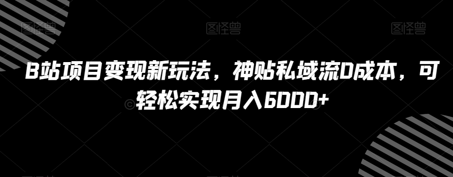 B站项目变现新玩法，神贴私域流0成本，可轻松实现月入6000+【揭秘】-大齐资源站