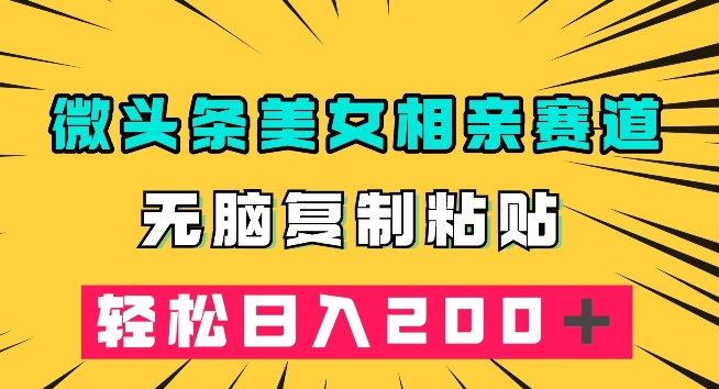 微头条冷门美女相亲赛道，无脑复制粘贴，轻松日入200＋【揭秘】-大齐资源站