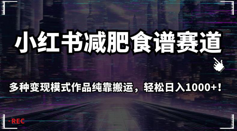 小红书减肥食谱赛道，多种变现模式作品纯靠搬运，轻松日入1000+！【揭秘】-大齐资源站