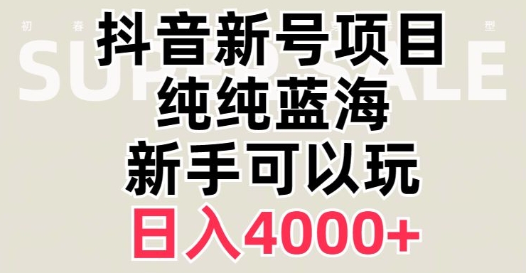 抖音蓝海赛道，必须是新账号，日入4000+【揭秘】-大齐资源站