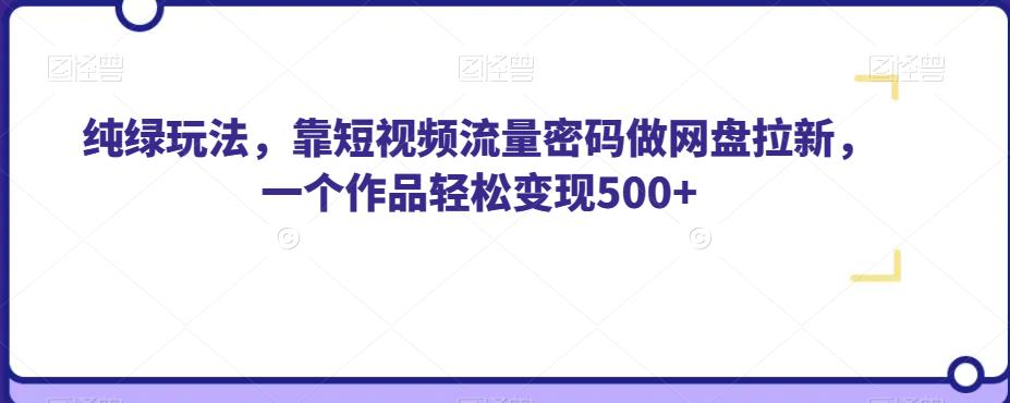 纯绿玩法，靠短视频流量密码做网盘拉新，一个作品轻松变现500+【揭秘】-大齐资源站