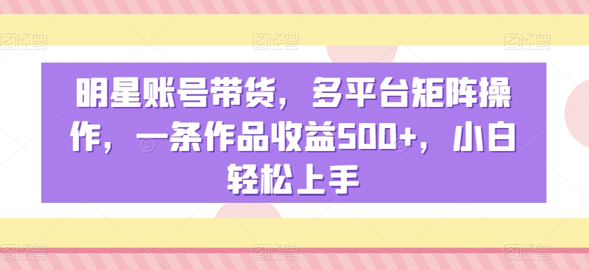 明星账号带货，多平台矩阵操作，一条作品收益500+，小白轻松上手【揭秘】-大齐资源站