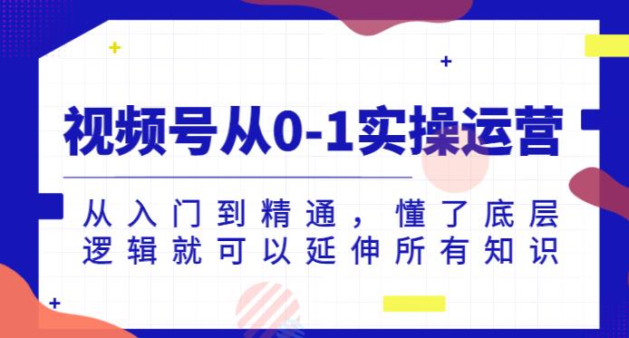 视频号从0-1实操运营，从入门到精通，懂了底层逻辑就可以延伸所有知识-大齐资源站