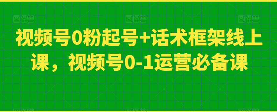 视频号0粉起号+话术框架线上课，视频号0-1运营必备课-大齐资源站