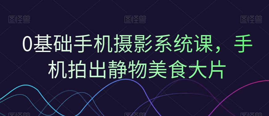 0基础手机摄影系统课，手机拍出静物美食大片-大齐资源站