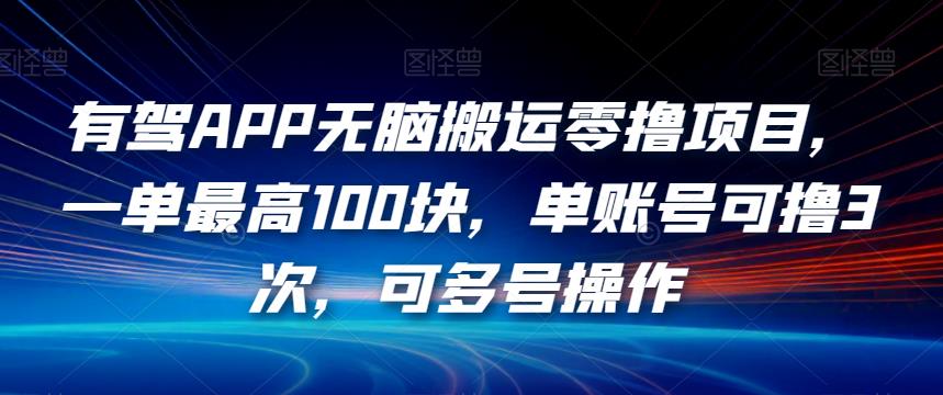 有驾APP无脑搬运零撸项目，一单最高100块，单账号可撸3次，可多号操作【揭秘】-大齐资源站