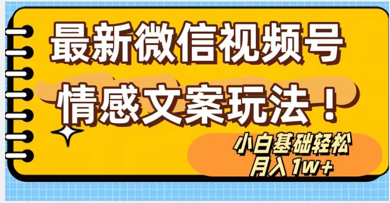 微信视频号情感文案最新玩法，小白轻松月入1万+无脑搬运【揭秘】-大齐资源站