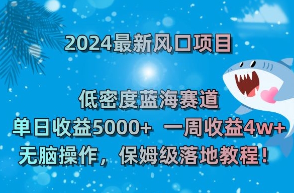 2024最新风口项目，低密度蓝海赛道，单日收益5000+，一周收益4w+！【揭秘】-大齐资源站