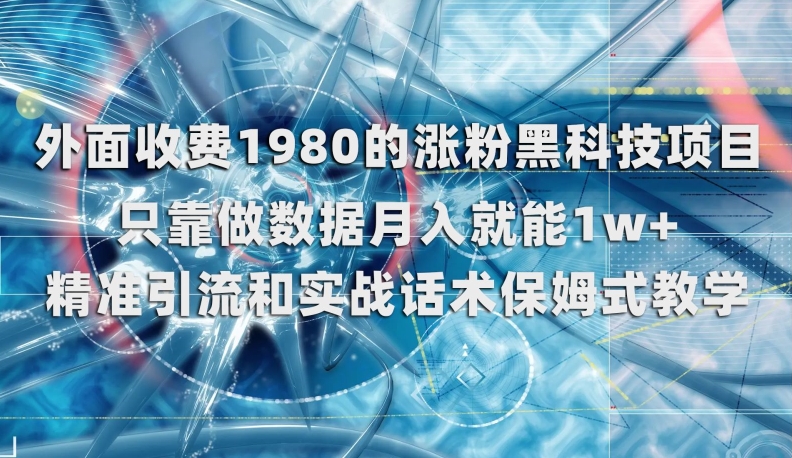 外面收费1980的涨粉黑科技项目，只靠做数据月入就能1w+【揭秘】-大齐资源站