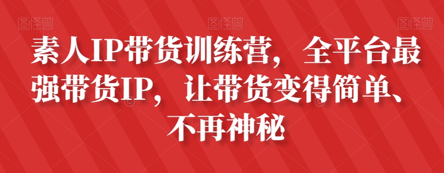 素人IP带货训练营，全平台最强带货IP，让带货变得简单、不再神秘-大齐资源站