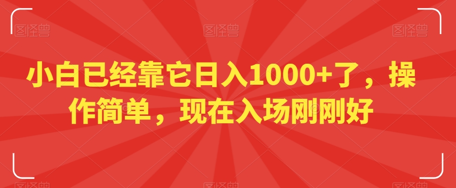 小白已经靠它日入1000+了，操作简单，现在入场刚刚好【揭秘】-大齐资源站