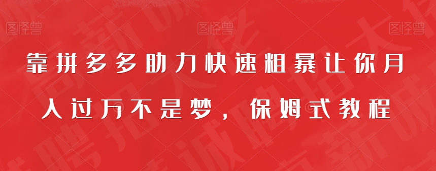 靠拼多多助力快速粗暴让你月入过万不是梦，保姆式教程【揭秘】-大齐资源站