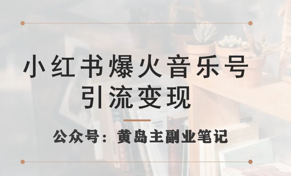 小红书爆火音乐号引流变现项目，视频版一条龙实操玩法分享给你-大齐资源站