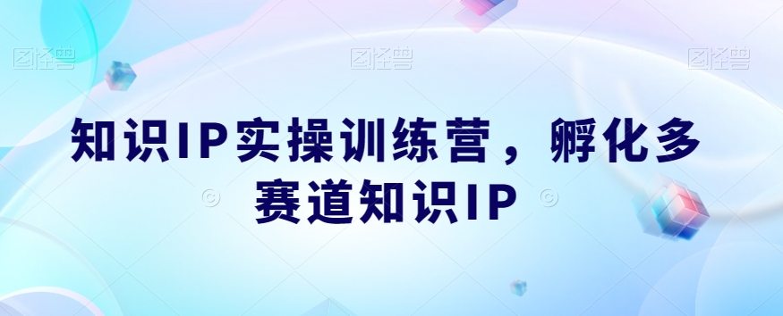 知识IP实操训练营，​孵化多赛道知识IP-大齐资源站