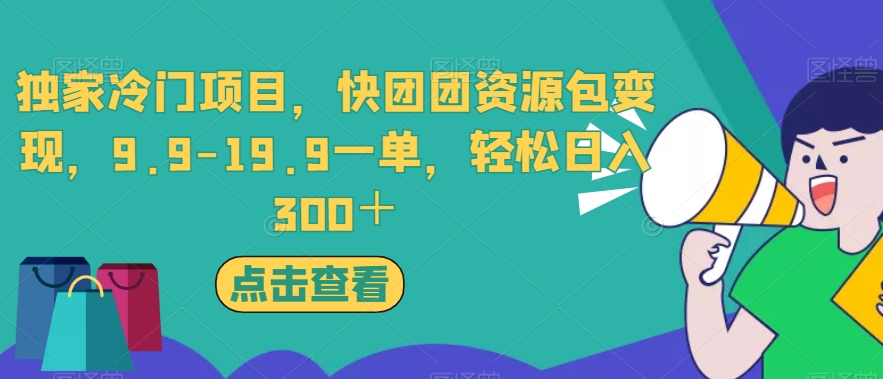 独家冷门项目，快团团资源包变现，9.9-19.9一单，轻松日入300＋【揭秘】-大齐资源站