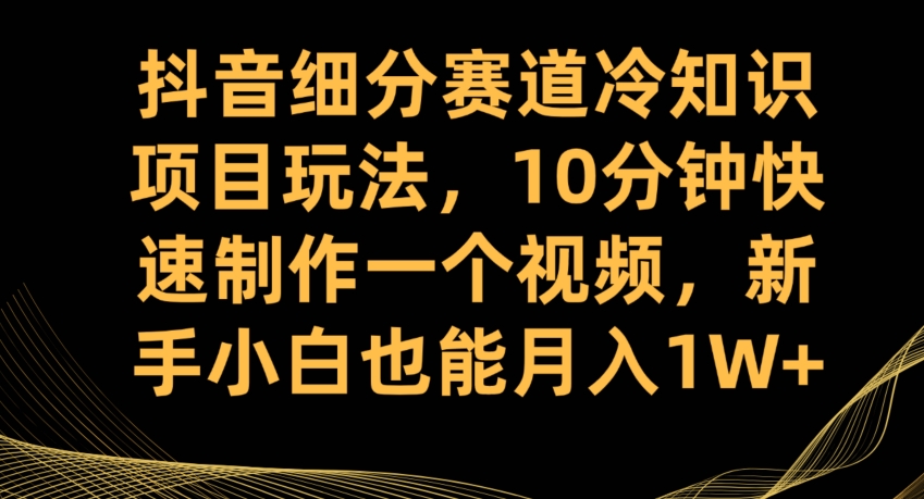 抖音细分赛道冷知识项目玩法，10分钟快速制作一个视频，新手小白也能月入1W+【揭秘】-大齐资源站