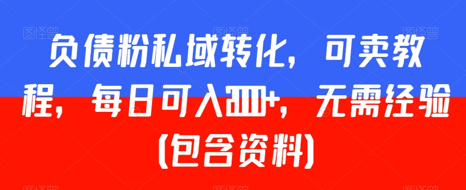 负债粉私域转化，可卖教程，每日可入2000+，无需经验（包含资料）【揭秘】-大齐资源站