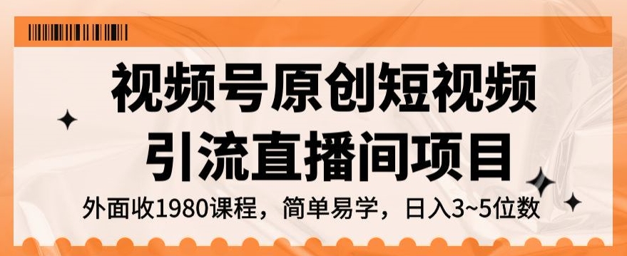 视频号原创短视频引流直播间项目，日入3~5五位数【揭秘】-大齐资源站