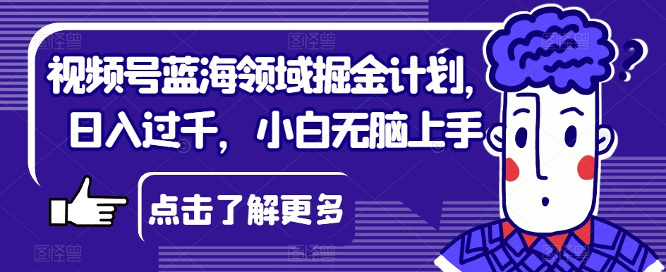 视频号蓝海领域掘金计划，日入过千，小白无脑上手【揭秘】-大齐资源站