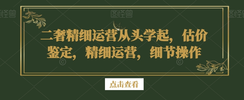 二奢精细运营从头学起，估价鉴定，精细运营，细节操作-大齐资源站