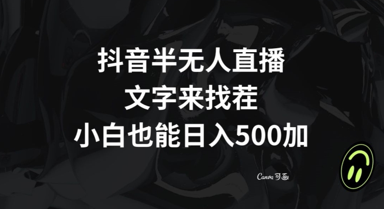 抖音半无人直播，文字来找茬小游戏，每天收益500+【揭秘】-大齐资源站