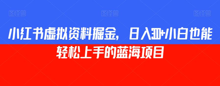 小红书虚拟资料掘金，日入300+小白也能轻松上手的蓝海项目【揭秘】-大齐资源站