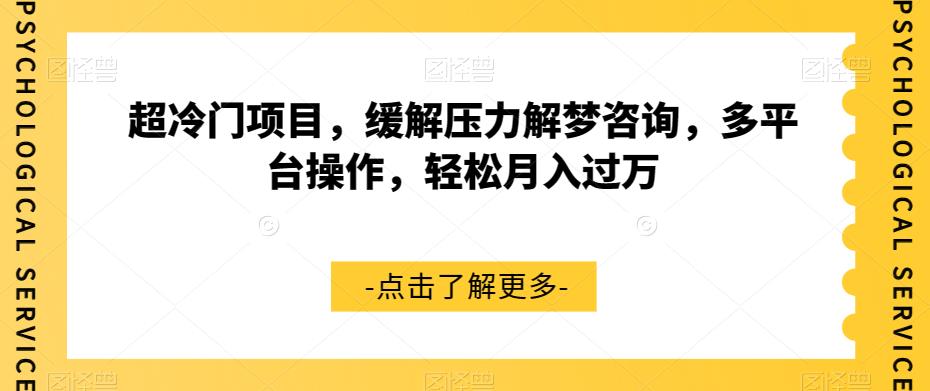 超冷门项目，缓解压力解梦咨询，多平台操作，轻松月入过万【揭秘】-大齐资源站